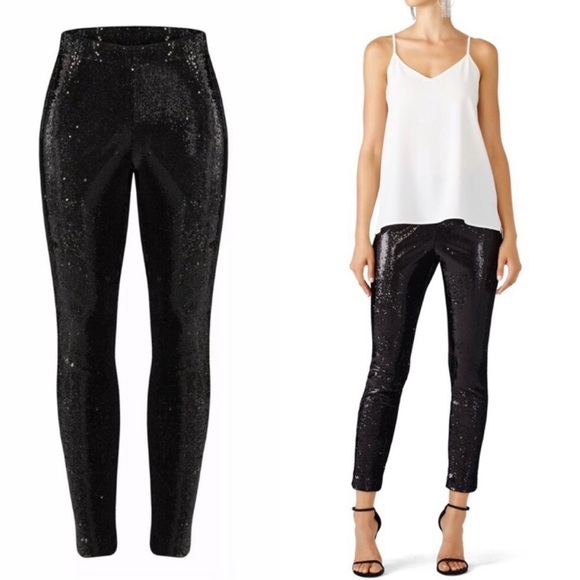 [Cupcakes and Cashmere] Sparkle Micro Sequin Elastic Waist Hidden Zipper Pants - Picture 1 of 10